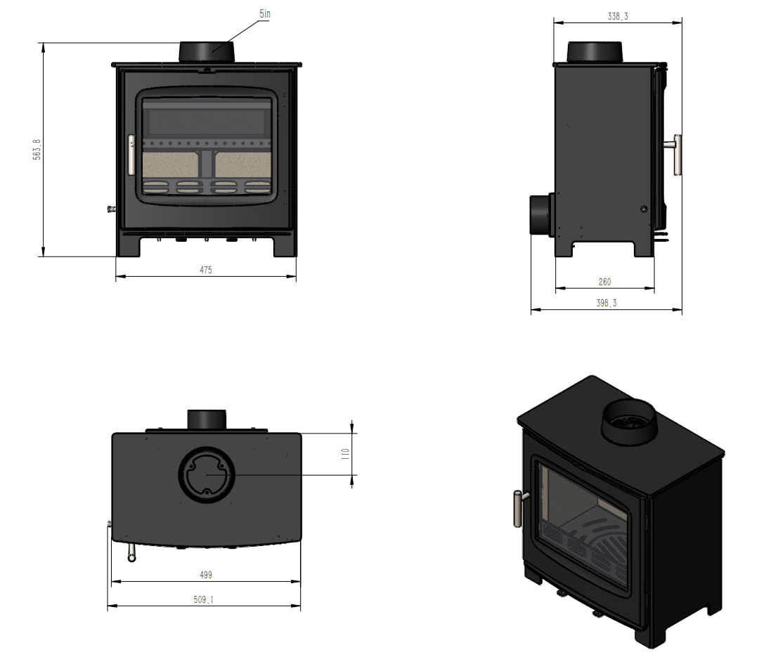 Chadwick 5 multifuel stove 5kW