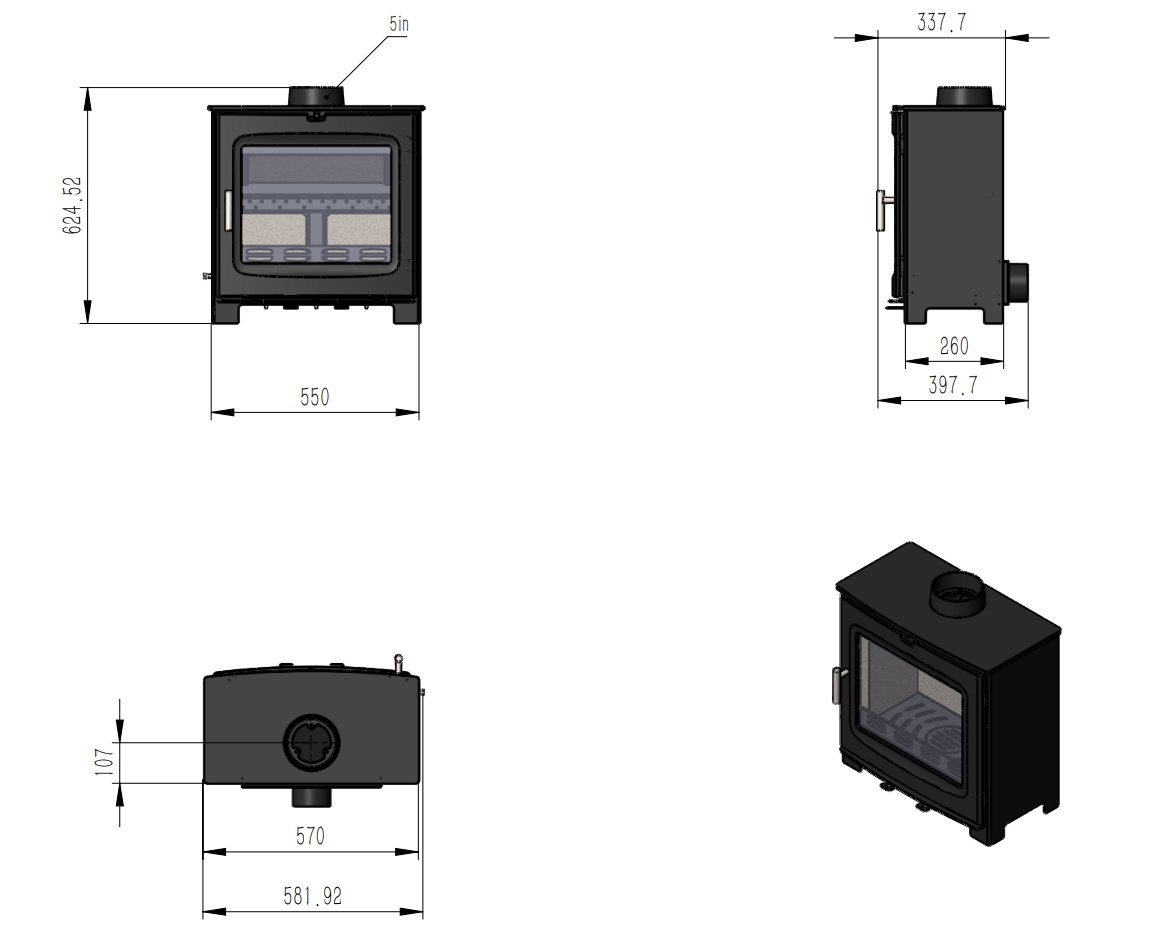 Chadwick 8 multifuel stove 8 kW