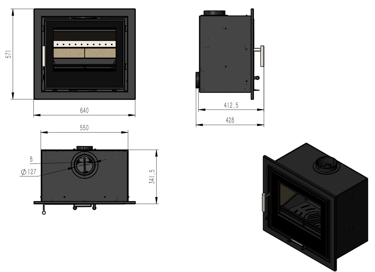The Lovell C500 multifuel inset stove 7kW Ecodesign ready