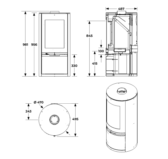 Rondo woodburning stove with door Ecodesign/ DEFRA approved