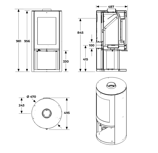 Rondo woodburning stove with log store Ecodesign/ DEFRA approved (Copy)