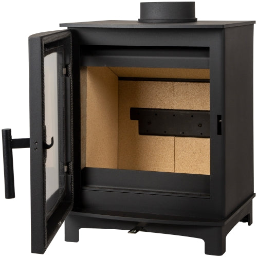 Designed in the UK the stove is made of high grade steel with a durable cast iron door.
