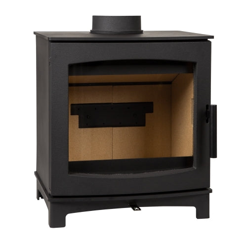 The black body is made from high grade steel with a durable cast iron door  with discreet black polished handle and controls.