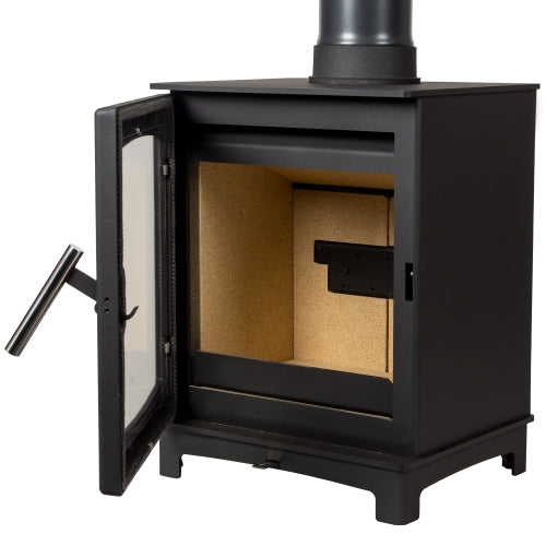 The body is made from high grade steel with a durable cast iron door and elegant polished chrome handle.