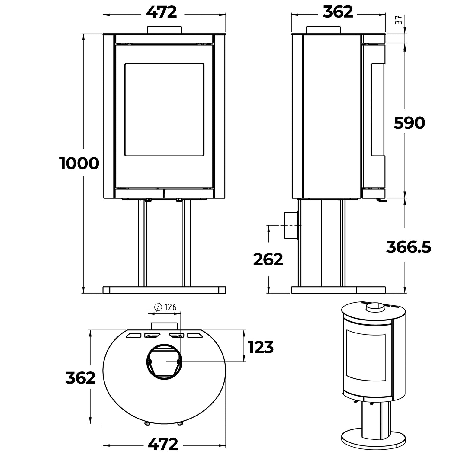 Dimensions and specifications for Ovale-P