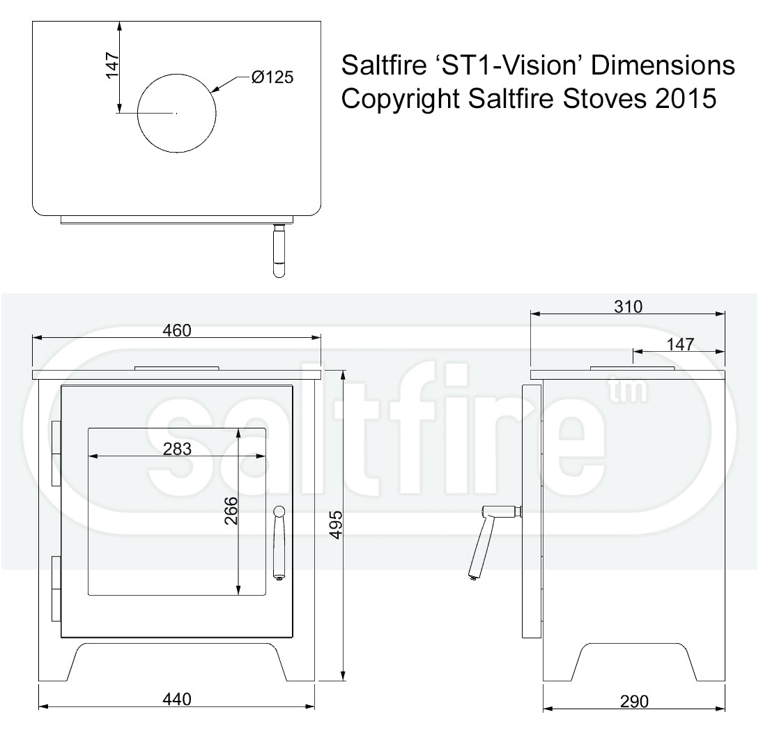 Saltfire ST1 Vision wood burning stove 5kW Eco-Design/DEFRA approved
