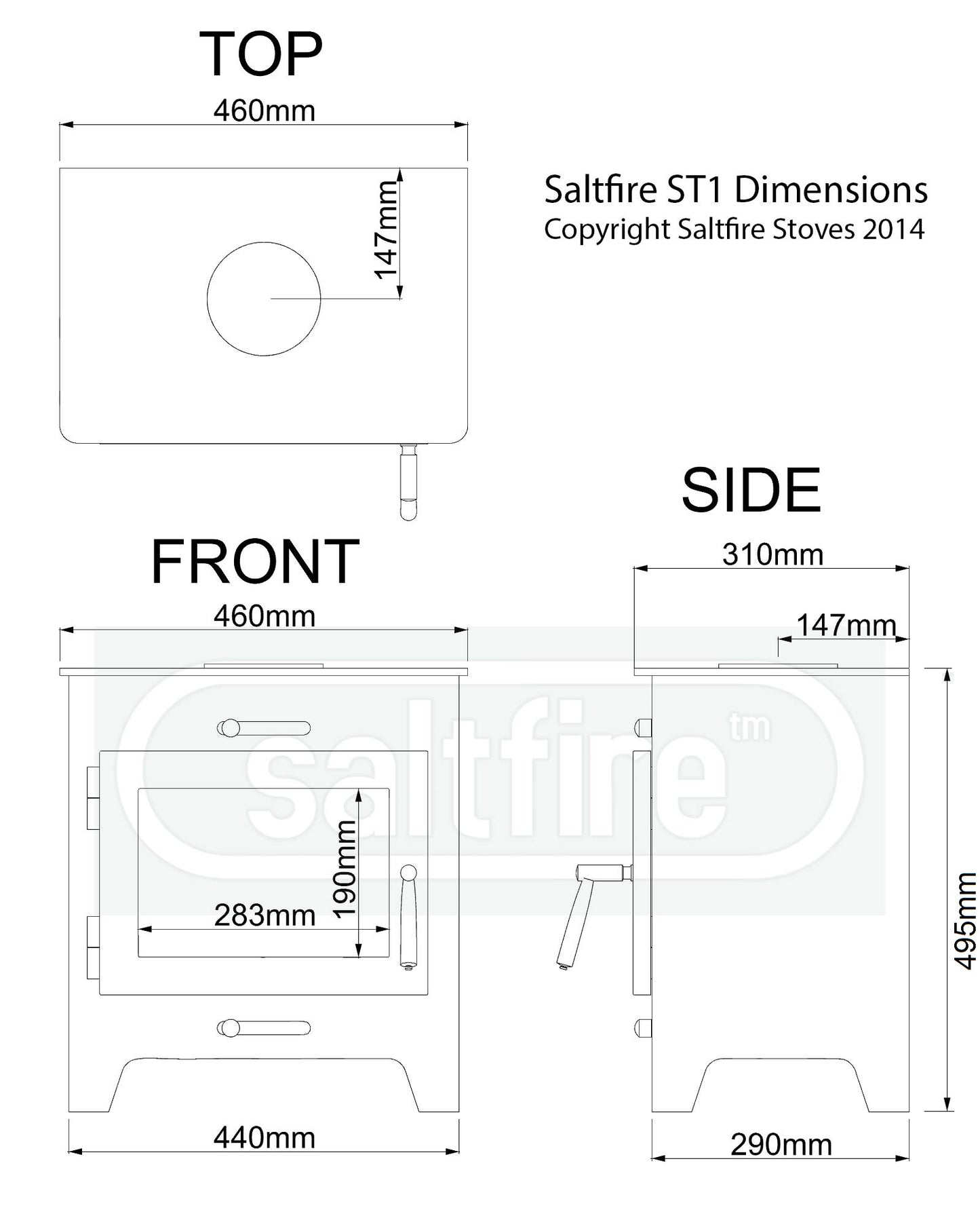 Saltfire ST1 wood burning stove 5kW Eco-Design/DEFRA approved