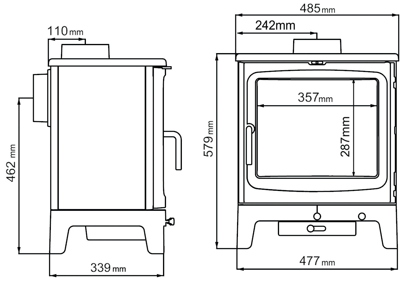 Dimensions and specifications for Bignut 5KW