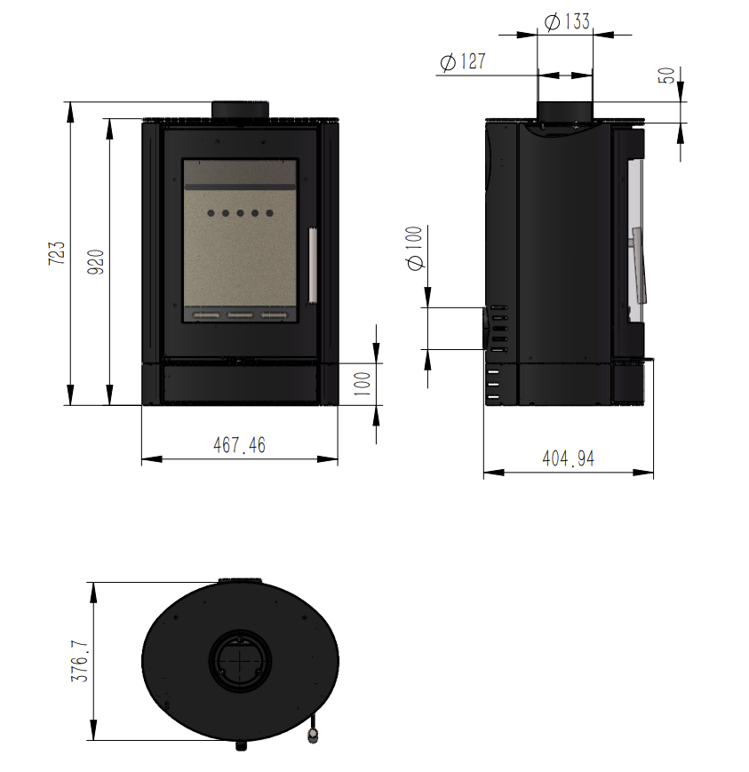 The Charlton Low woodburning stove 5Kw Modern / Contemporary