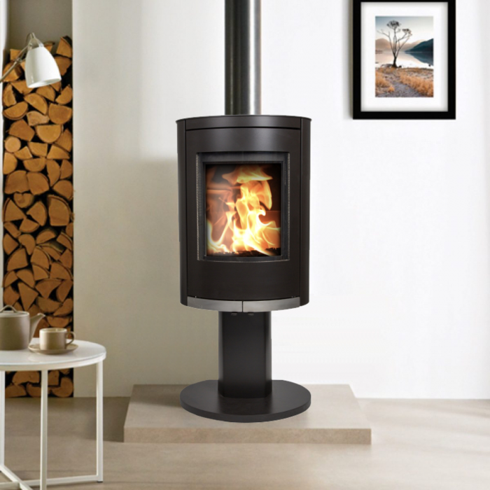 Ovale pedestal wood burning stove 5kW Eco-Design/DEFRA approved Contemporary/ Modern