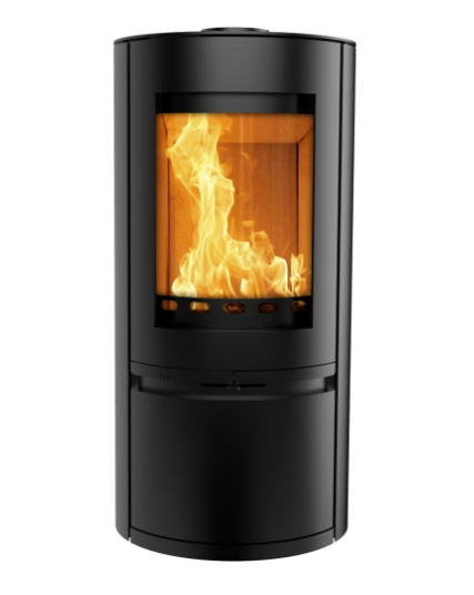 This modern woodburning stove is an elegant addition to any home