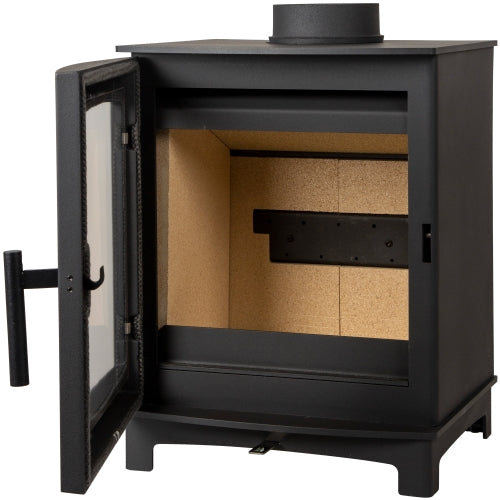 Designed in the UK the stove is made of high grade steel with a durable cast iron door.