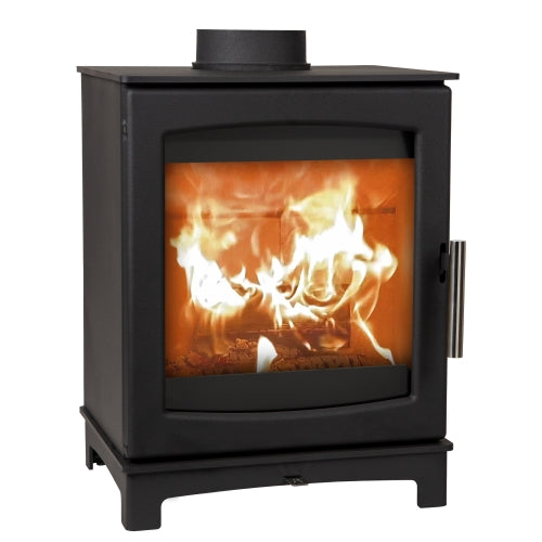 The black woodburning stove is an elegant and efficient addition to any home.
