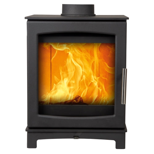 Medium FlickrFlame Wood burning stove, 5kW - ECODesign 2022, Smoke Control Area Exempt, 85.1% Efficient, A+ Energy Rating, 13% Dust.