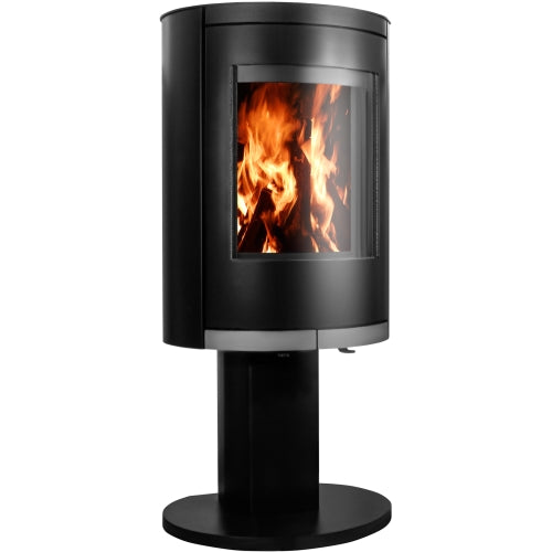The black round form mounted on a pedestal is made from high quality  steel..