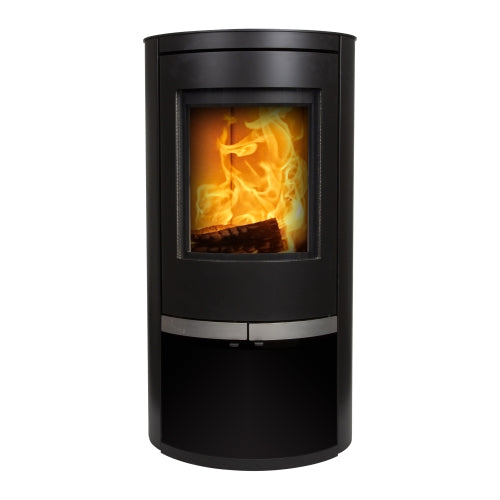 Ovale Low. An elegant wood burning stove with an A+ energy rating and Smoke Control Area Exemption.