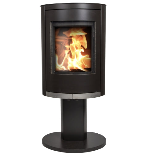 Ovale Tall on Pedestal. An elegant wood burning stove with an A+ energy rating and Smoke Control Area Exemption.