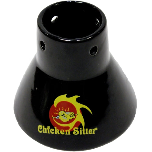 Black ceramic chicken sitter
