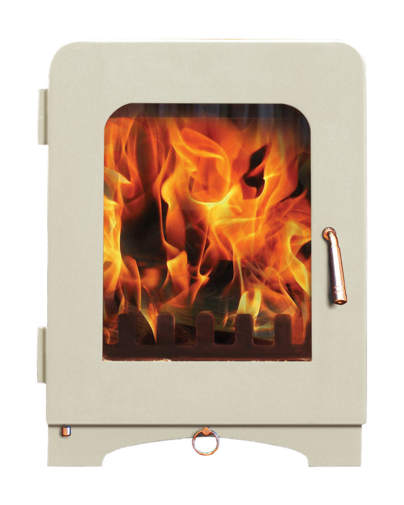 ST2 multifuel stove in a cream colour.