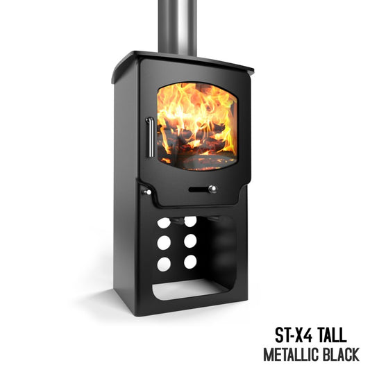 Saltfire ST-X4 Tall multifuel stove with log box 4KW Eco-Design/DEFRA approved