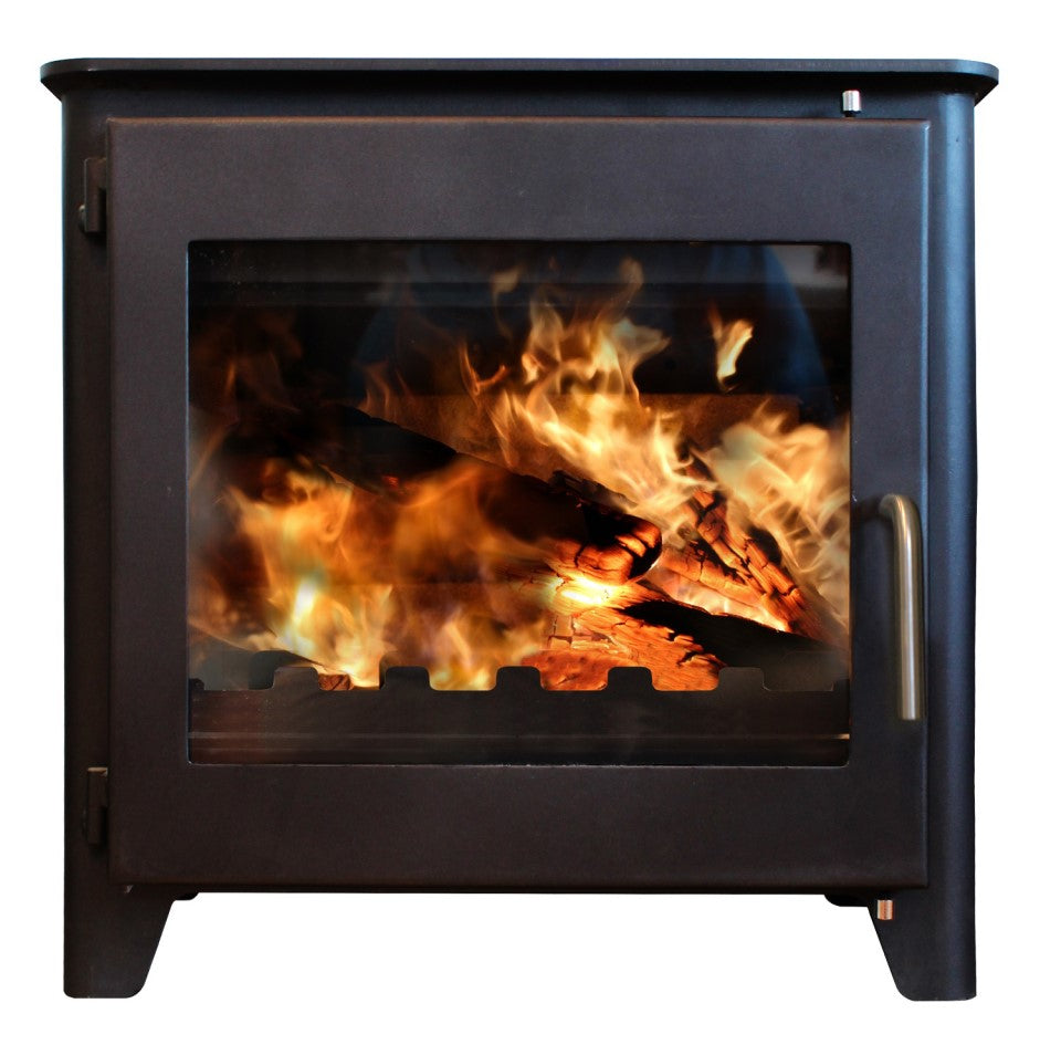 Saltfire ST3 wood burning stove has a classic  cosy feel.