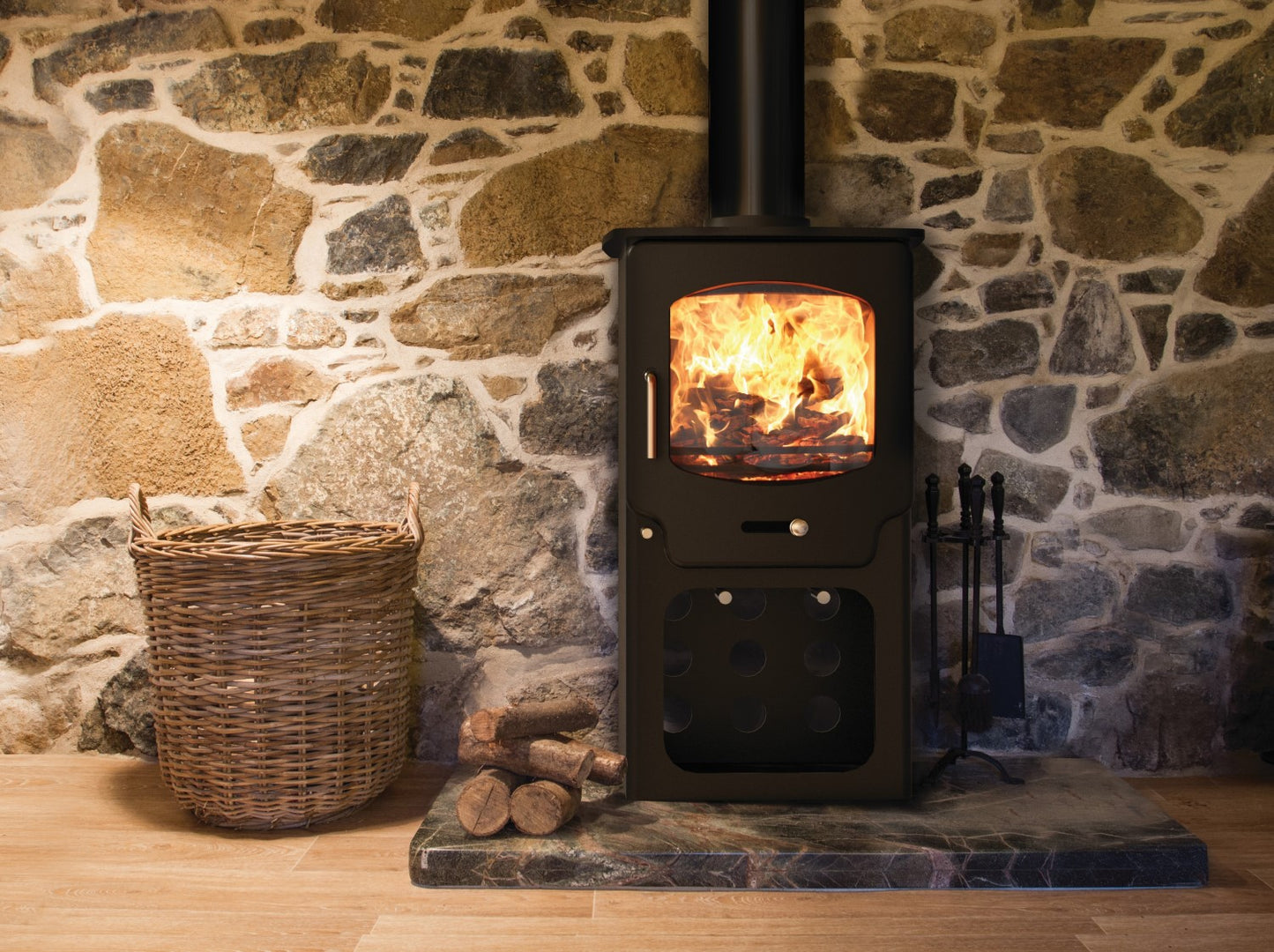 Saltfire ST-X4 Tall multifuel stove with log box 4KW Eco-Design/DEFRA approved