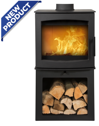 Large Tinderbox wood burning stove with Log Box 5kW Eco-Design/DEFRA approved