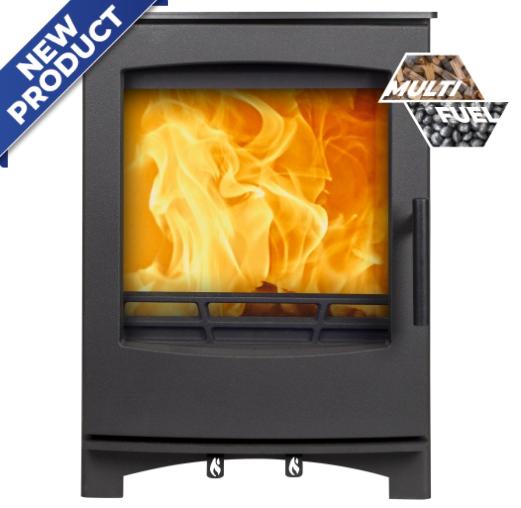 Medium Tinderbox Multifuel Stove,5kW, Black body with discreet black handle.ECODesign