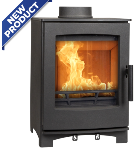 Black multifuel stove with discreet black handle will be a cosy and elegant addition to any home.